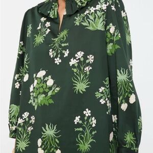 Tuckernuck Viridian Stamped Bouquets Bouvier Blouse
